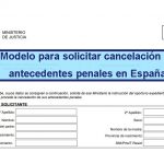 Modelo para solicitar cancelación de antecedentes penales en España